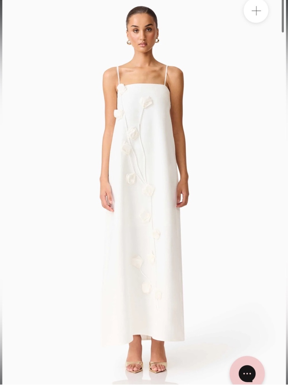 elliatt nolana white 3d floral applique bridal maxi gown dress size medium NEW